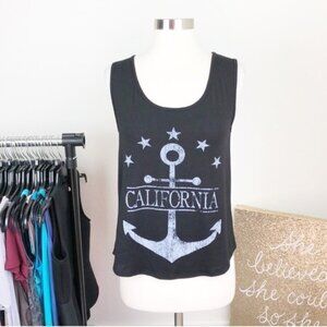 About A Girl California black anchor tank top